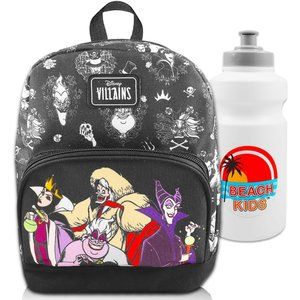 10” Mini Villains Canvas Backpack Front Pocket Plus Bottle